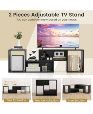 Adjustable TV Stand Set with Storage Cubes for 55 in TVs