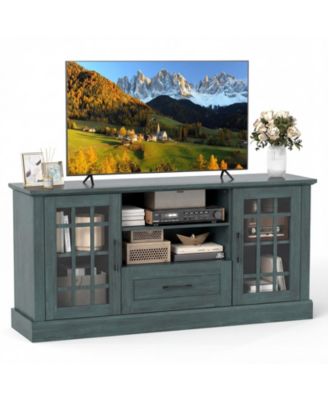 TV Stand for TVs up to 70 in with Glass Doors and Storage