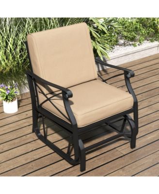 Patio Glider Rocking Chair with Metal Frame and Cushions