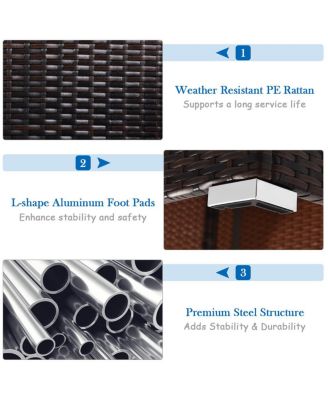 5PCS Outdoor Patio Rattan Furniture Set Sectional Conversation