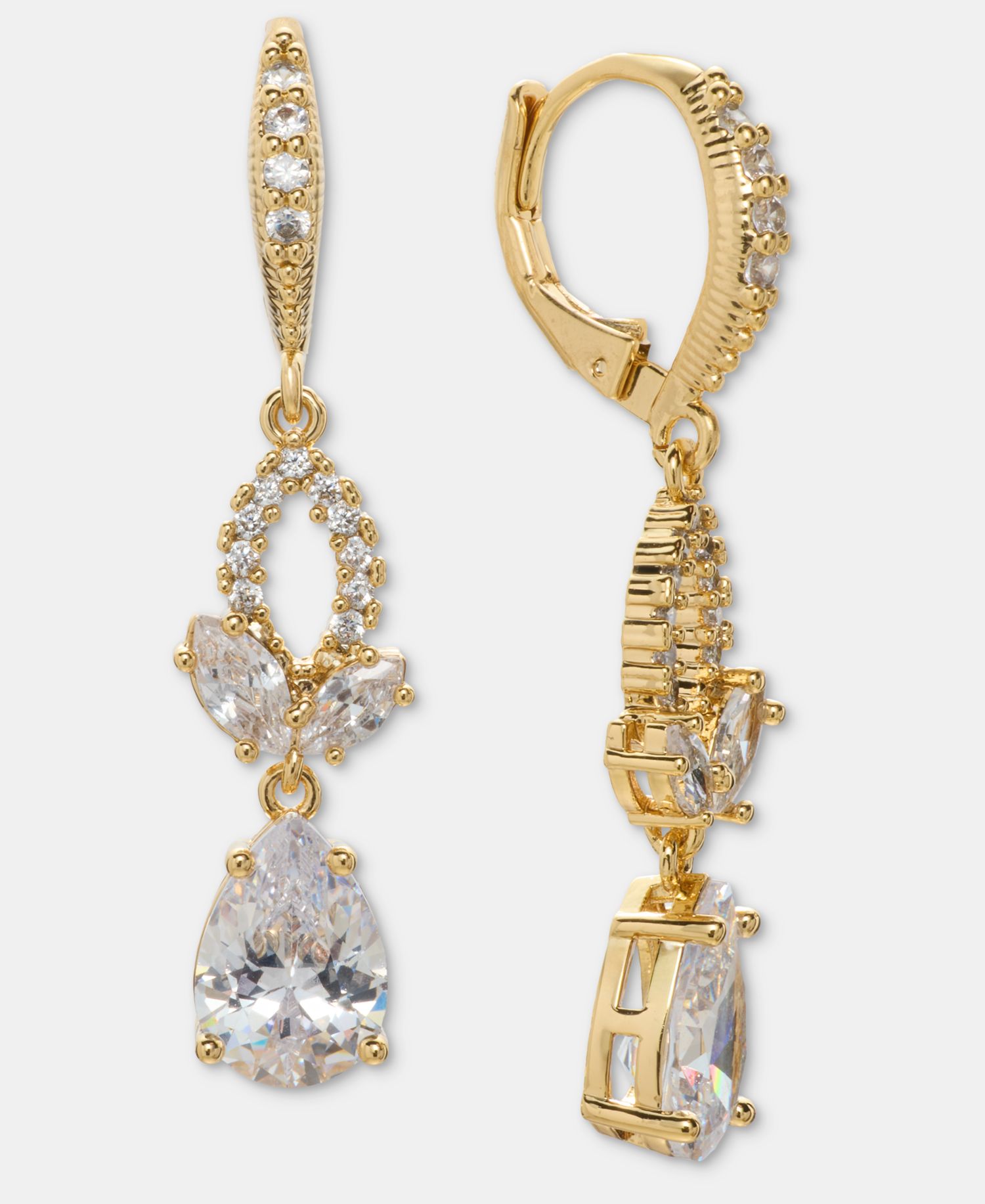 Cubic Zirconia Double Drop Earrings