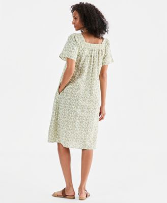 Women's Printed Square-Neck Midi Dress