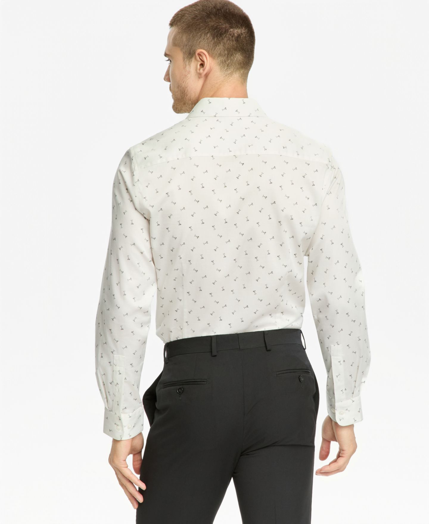 Мужская рубашка Bar III Slim-Fit Martini Dress Shirt, цвет: Экрю — фото 6