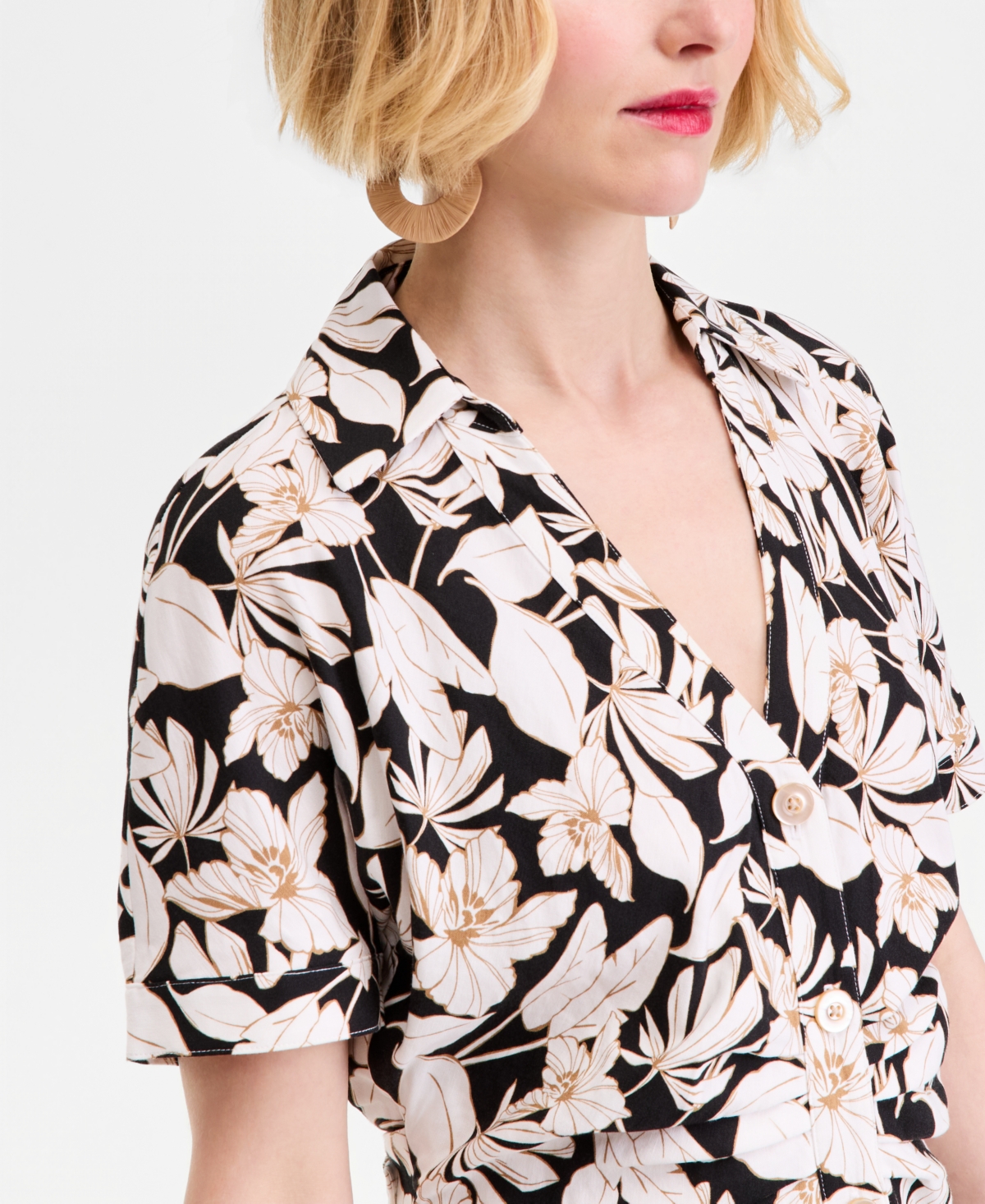 I.n.c. International Concepts Women's Printed Button-Front Midi Dress, Macy's Exclusive