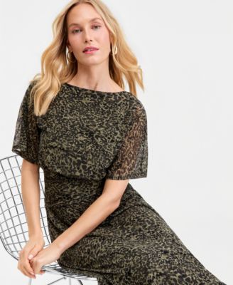 giraffe print midi dress Orange Giraffe Print Racer Neck High Low Frill Hem Midi Dress – AX Paris