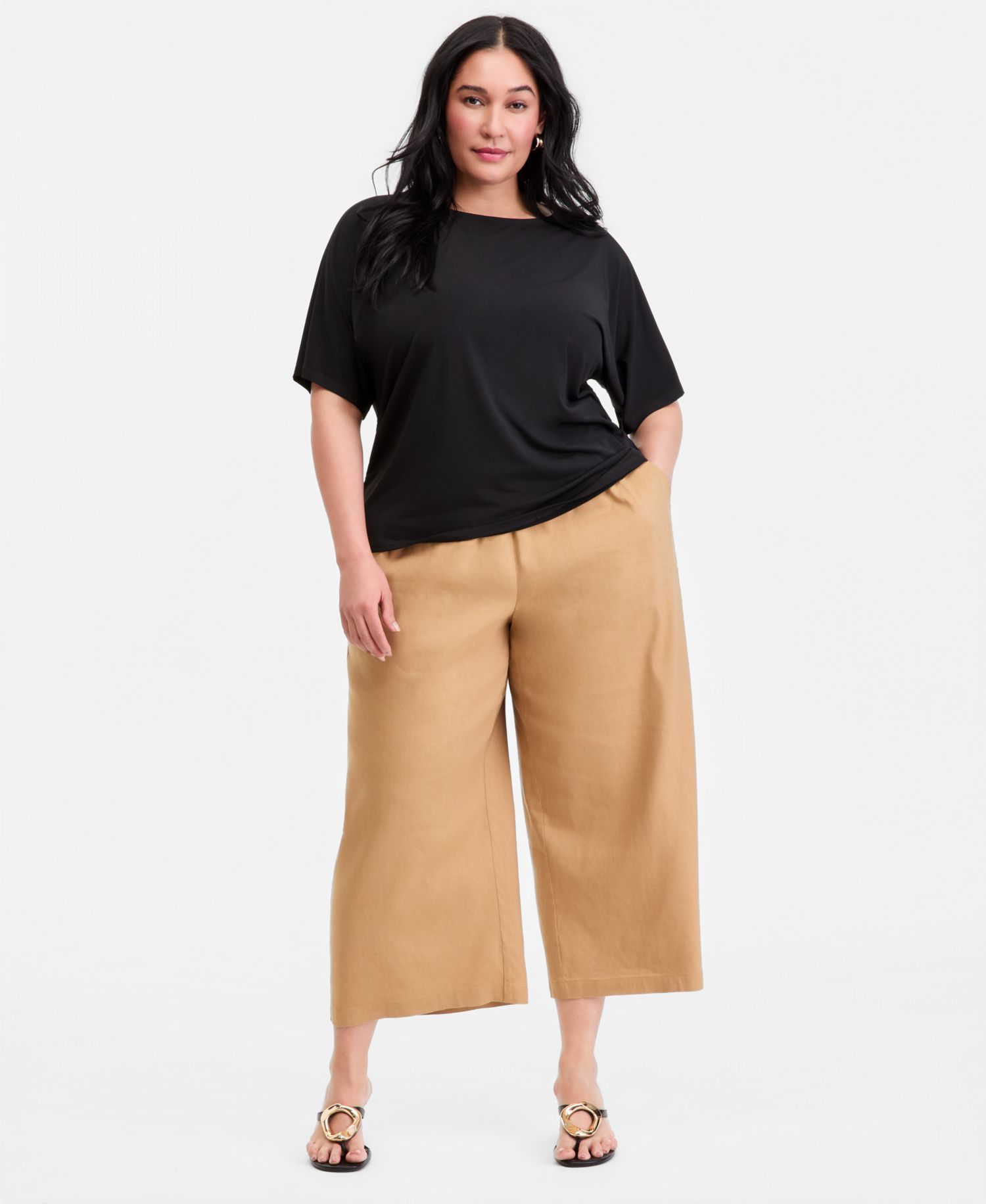 Plus Size Ruched-Side Short-Sleeve Top