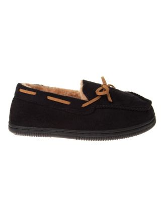 Big Boys Moccasins Slippers Classic Fuzzy Lining Cozy Indoor/Outdoor Sole SlipOn Comfort (Little / Kid)