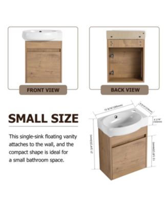 Soft Close Doors Bathroom Vanity With Sink,16 Inch For Small Bathroom