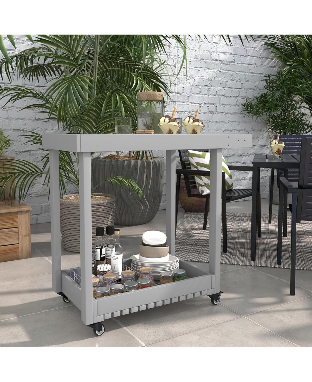 gaomon Utility Rolling Service Cart, 2-Tier Kitchen Food Cart for Home, Office, Warehouse, 500lb Capacity, Easy Maneuver