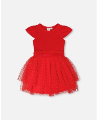 Little and Big Girl Bi-Material Dress