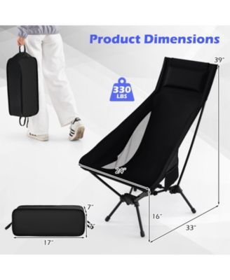 High Back Portable Camping Chair with Carry Bag and Pillow