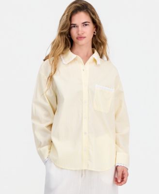 Petite Cotton Gingham Button-Front Shirt