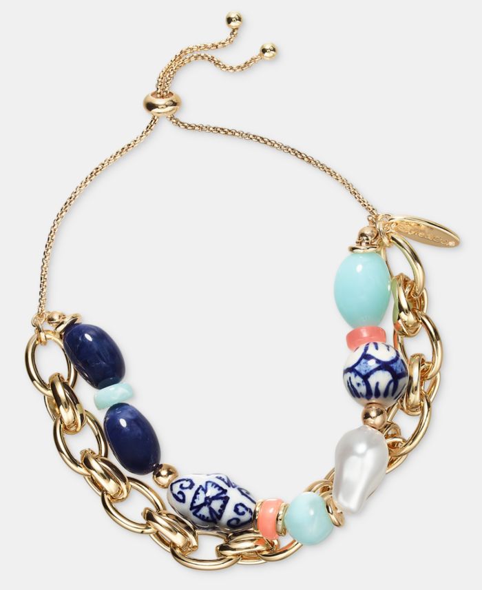 Style & Co Gold-Tone Beaded Slider Bracelet
