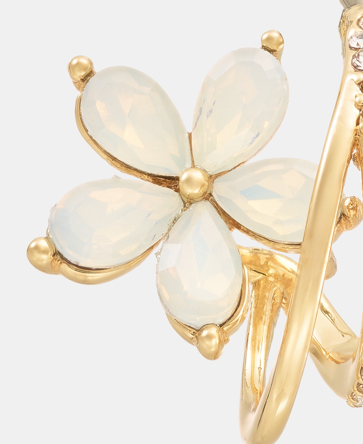 lonna & lilly Pave & Stone Flower Split Hoop Earrings