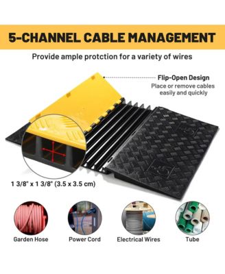Rubber Cable Protector Ramp 5 Channel Heavy Duty ADA Compliant Driveway Road Hump Wire Cord Cover