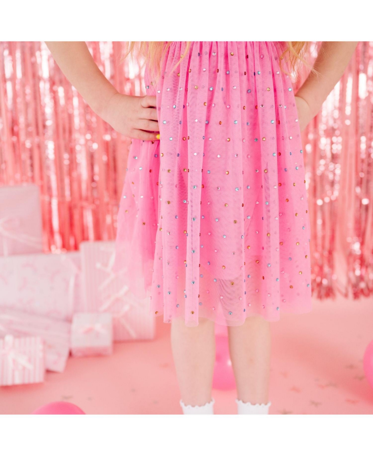 Sweet Wink Little Girls Raspberry Rhinestone Short Sleeve Tutu Dress