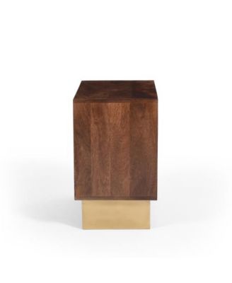 Elegant Modern Wooden Nightstand with 1 Drawers Walnut Finish Bedside Table for Bedroom Living Room