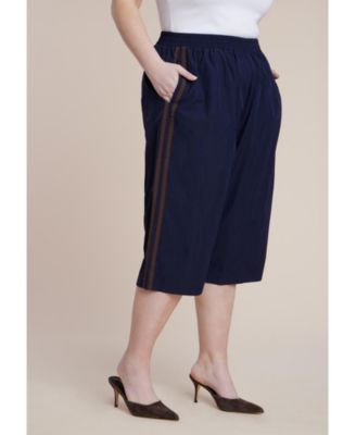 Women's Plus Size Nylon Side Stripe Culotte