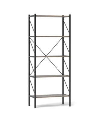 5 Tier Open Shelf Bookcase with Heavy Duty Metal Frame