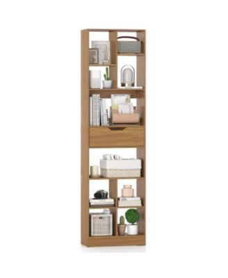 Tall Freestanding Bookcase with Drawer and Ten Cube Storage