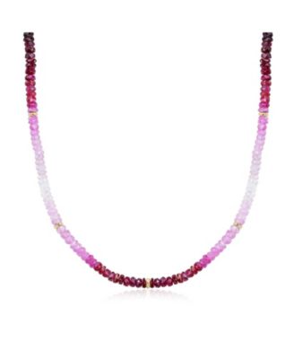 Ruby Ombre Bead Necklace 14K Yellow Gold