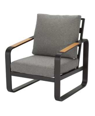 Outdoor Single Patio Sofa with Removable Cushions, Metal Frame Patio Sofa Chair with Thick Cushions for Patio, Balcony, Garden