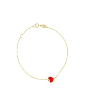 Mini Coral Single Heart Bracelet 14K Gold