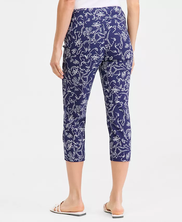 Women's Printed Pull-On Capri Pants - thumbnail 6