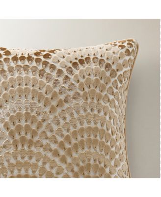Deco Velvet Fan Pillow 22" - Gold/Blush