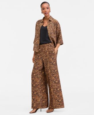 Women's Animal-Print High Rise Wide-Leg Pants