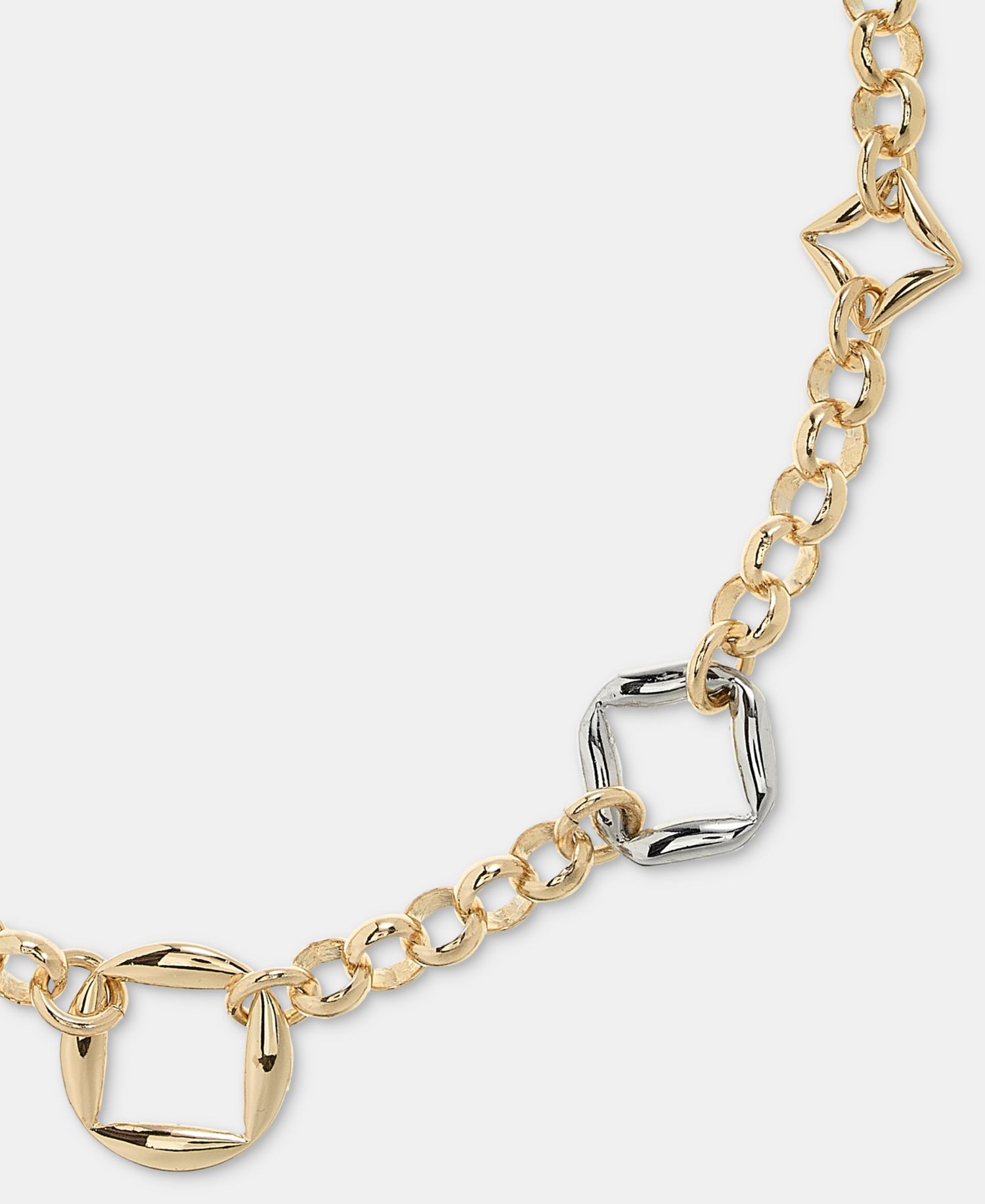 Puffy Geometric Link Collar Necklace, 16" + 3" extender