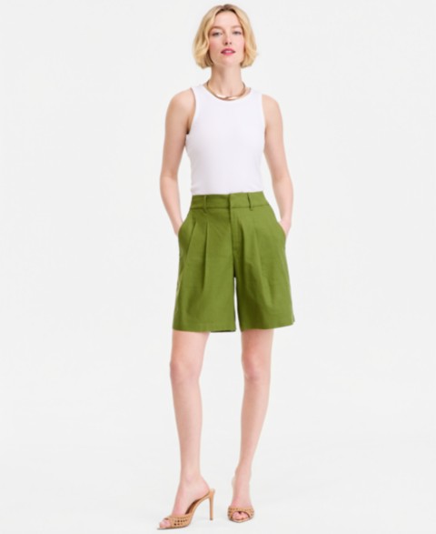 Женские шорты I.N.C. International Concepts Women's High-Rise Linen Bermuda Shorts