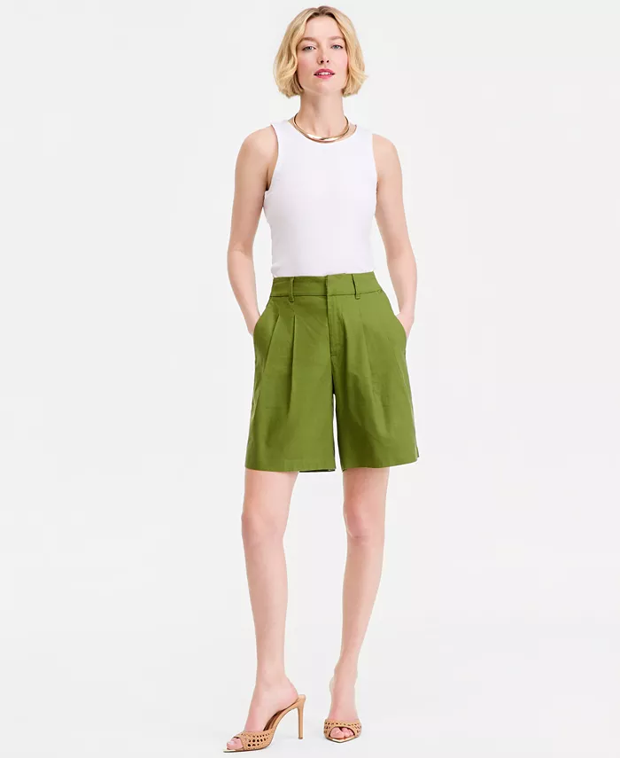 Women's High-Rise Linen Bermuda Shorts