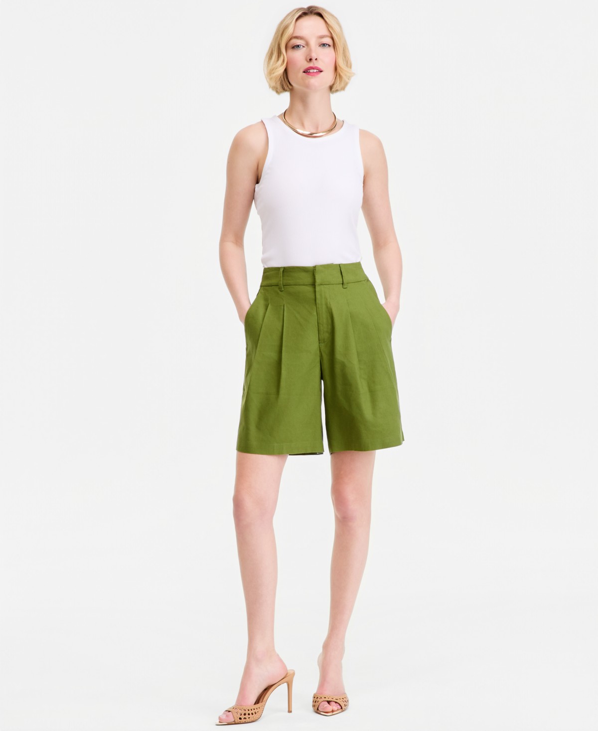 Женские шорты I.N.C. International Concepts Women's High-Rise Linen Bermuda Shorts — фото 1