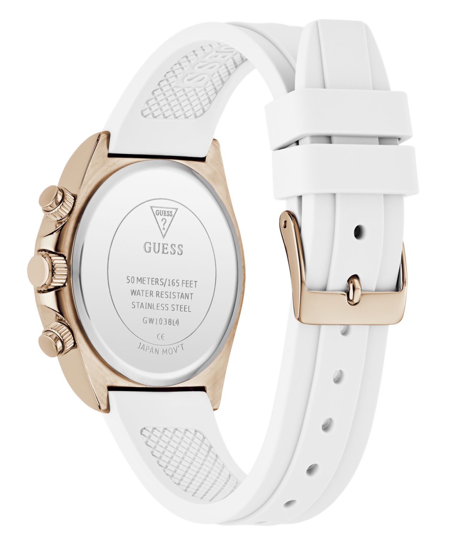 Women's Rose Gold-Tone White Silicone Multi-Function Watch, 36mm