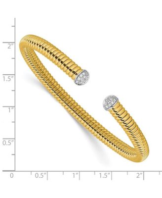 18k Yellow, White or Rose Gold Italian 0.17cttw Diamond Tubogas Cuff Bangle Bracelet