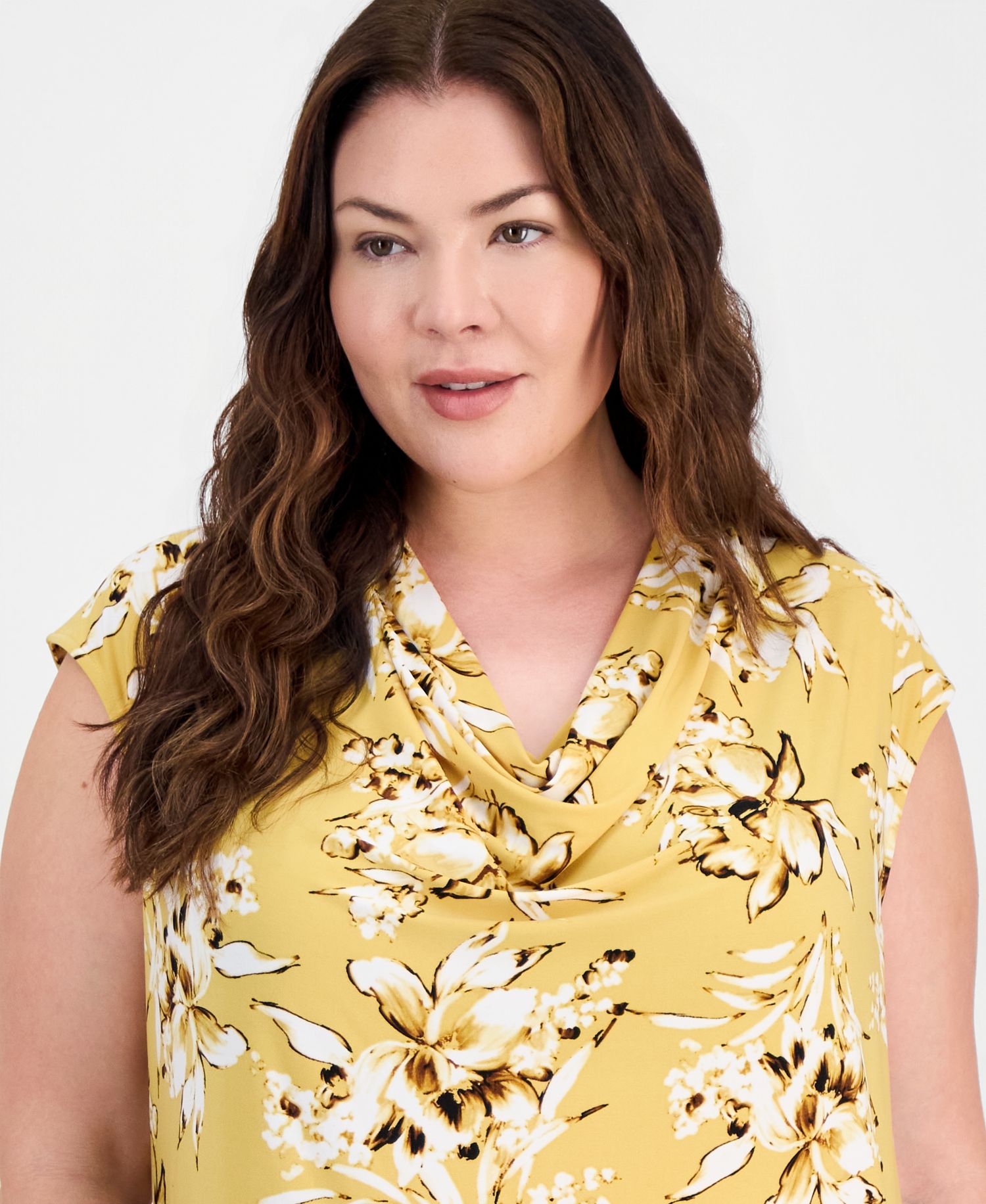 Plus Size Cowl-Neck Extended-Shoulder Top