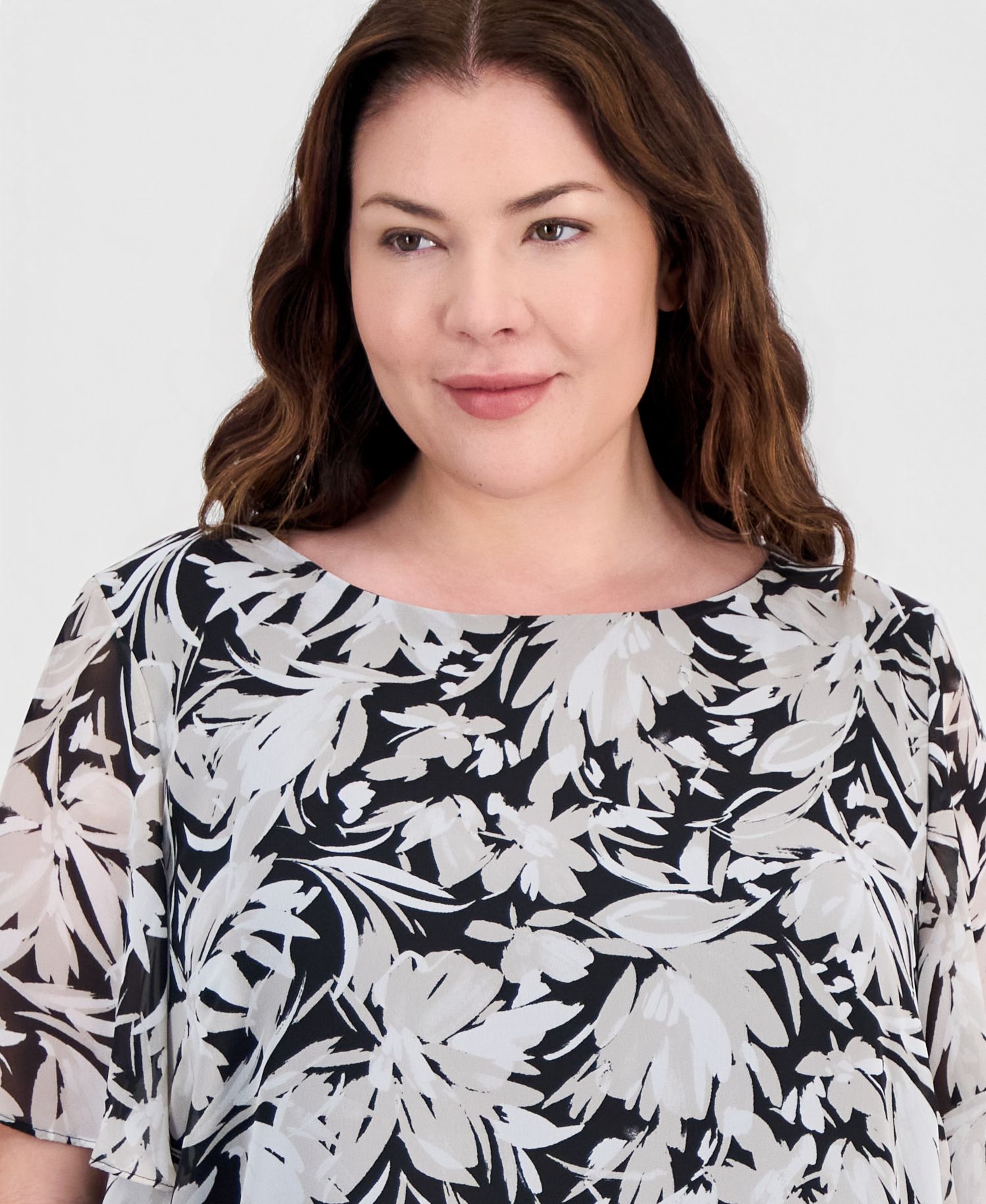 Petite Printed Short-Sleeve Blouse