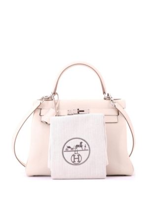 Kelly 28 Handbag Light Togo with Palladium Hardware