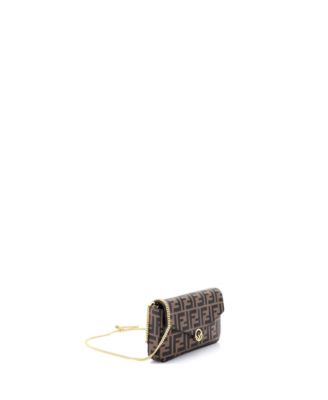 F is Fendi Envelope Clutch on Chain Zucca Embossed Leather