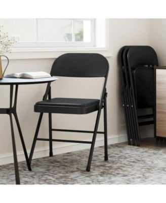 4-Pack Padded Folding Chairs, Soft Cushioned, Portable Metal Chairs, Stackable for Office, Weddings, Dining