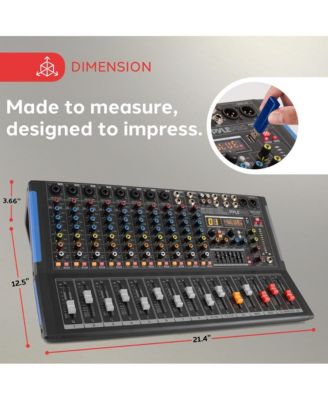 12-Ch Bluetooth Studio Mixer Console System with Built-in Bluetooth and 16 Bit DSP (PMXU128BT)