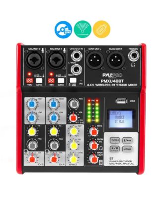 4-Ch. Bluetooth Studio DJ Mixer System with USB Interface and LCD Display (PMXU48BT)