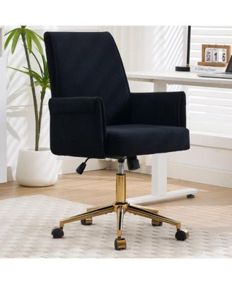 Striped Velvet Office Chair - Adjustable Ergonomic Desk Chair, Computer Chair with High Back, Gold Base and Wheels for Home Office