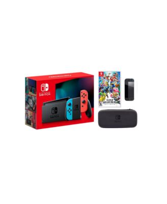 Switch Neon Bundle With Accessories and Super Smash Bros Game