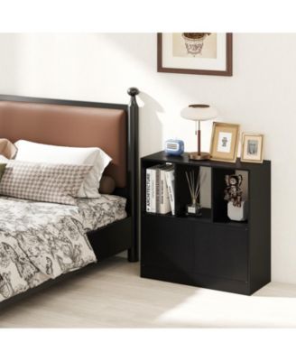 3-Cube Bookcase with Doors 3-Tier Cubic Bookshelf with Open Compartments