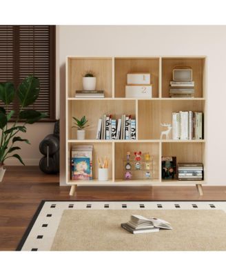3-Tier Bookshelf, 8 Cube Open Storage Cabinet, Modern Wooden Bookcase for Living Room, Home Office