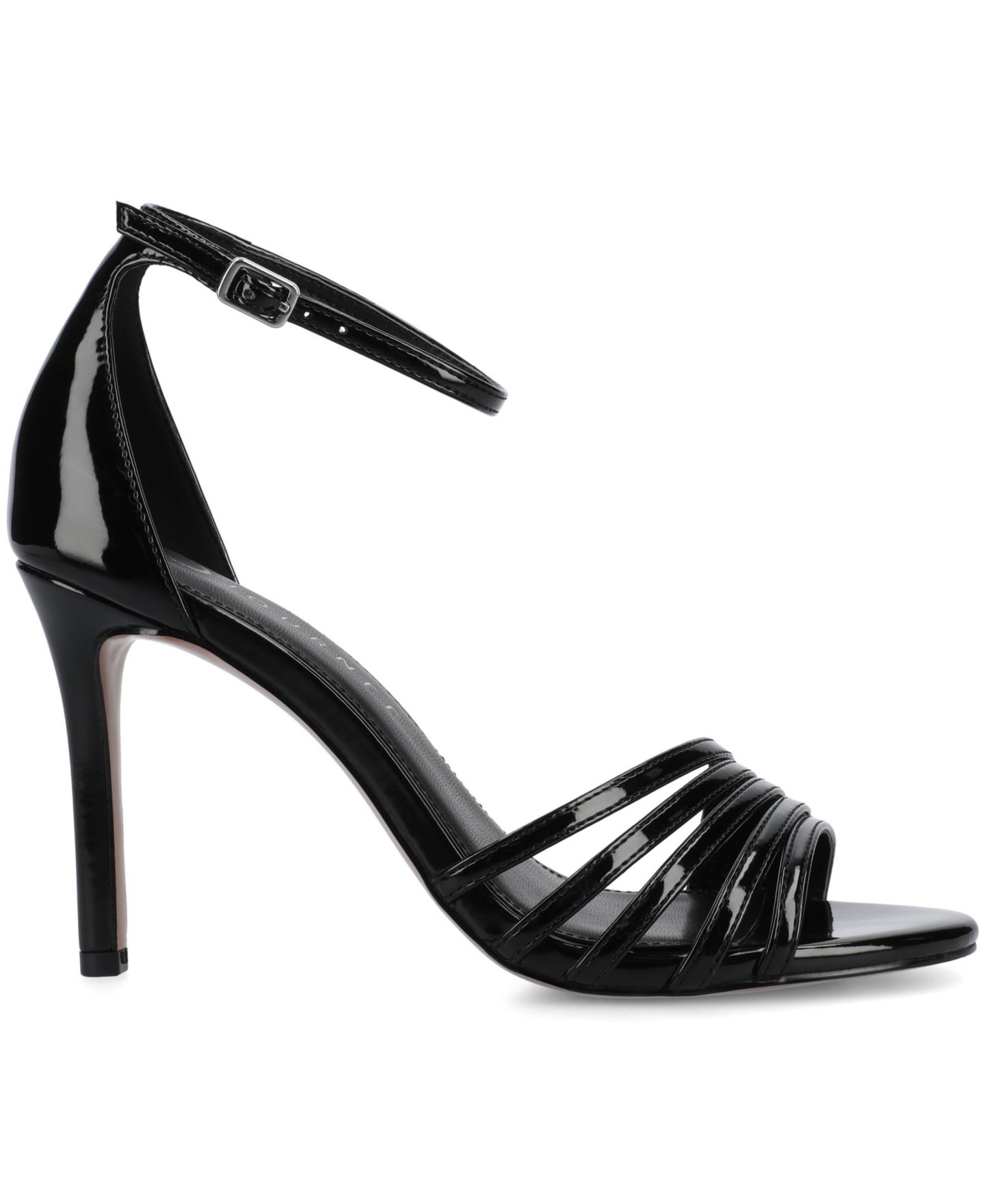 Женские сандалии Journee Collection Felicity Ankle Strap Stiletto Dress Sandals, цвет: Чёрный лаковый — фото 2