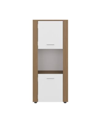 Hyder Bookcase with Upper and Lower Doors, Open Center Shelf and Vertical Design