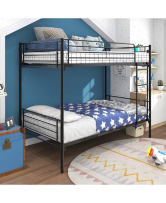 Twin Over Twin Metal Bunk Bed Ladder Storage No Box Spring
